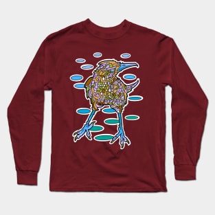 Grumpy army colored bird Long Sleeve T-Shirt